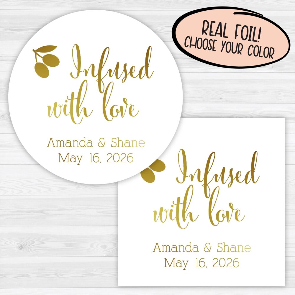 Infused With Love Wedding Favor Stickers | Olive Oil 083-F