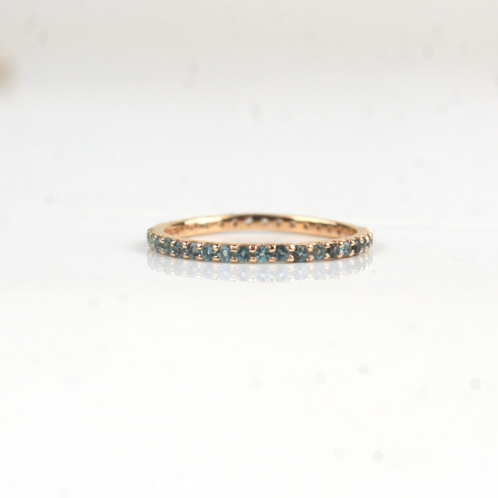 Blue Topaz Eternity Band Ring 14K Gold Engagement Ring