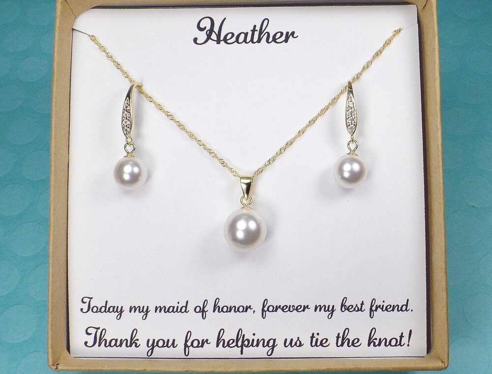 Personalized Bridesmaid Gift, Pearl Earrings, Bridesmaids Proposal Gifts, Pearl Necklace, Bridal Jewelry Bridesmaid Bracelet Bridal Party Gifts