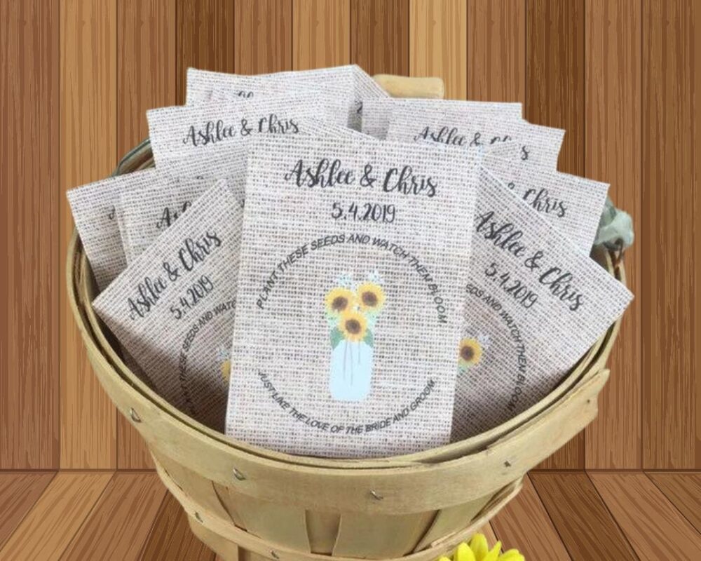 Sunflower Wedding Seed Packets Rustic Burlap Favors