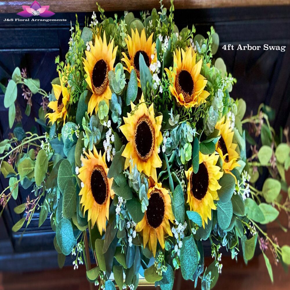 Sunflower Wedding Arch Swag Greenery & Baby's Breath Decor