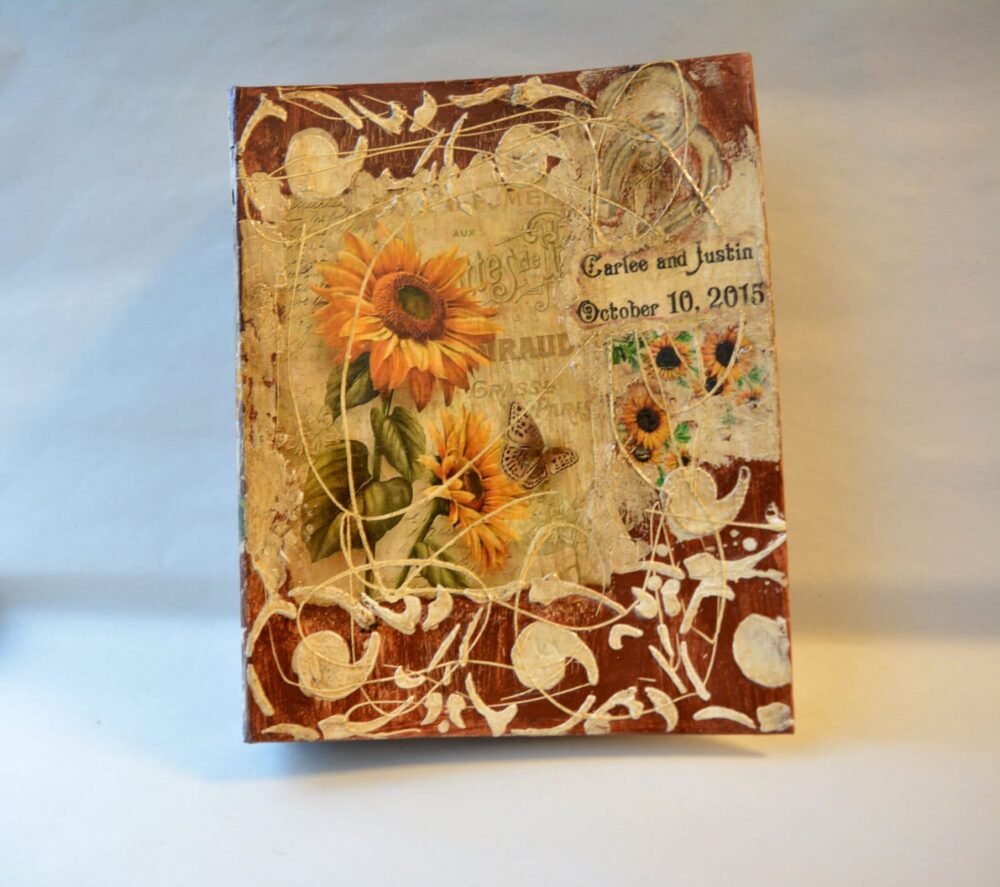 Sunflowers Wedding Album, Unique Wedding Album, Rustic Wedding, Personalized Album, Custom Order Albumbridal Keepsake, Wedding Gift