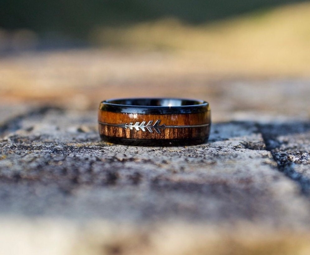 Mens Wood Wedding Band, Ring, Band For Men, Inlay Ring