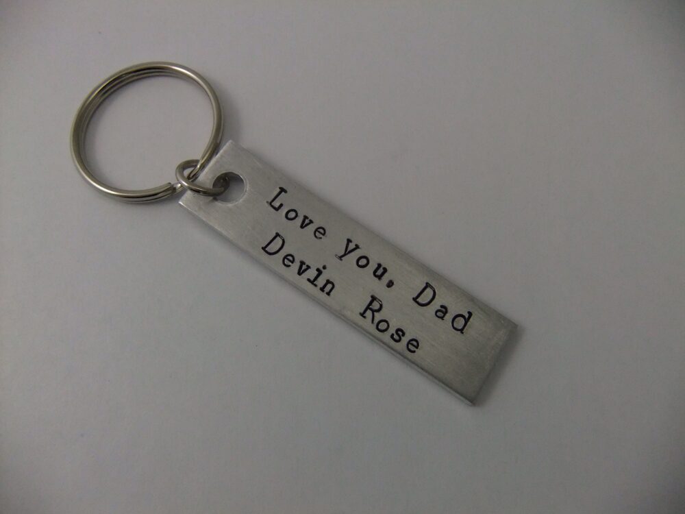 Father's Day Keychain, Dad Birthday Custom Personalized Keychain For Dad, Hand Stamped
