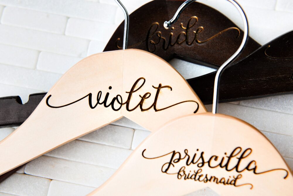 Quantity Discount Wedding Dress Hangers Personalized Calligraphy Bride Bridesmaid Groomsman Matron Engraved