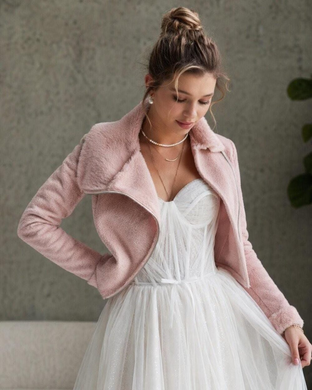 Wedding Jacket, Ivory Faux Fur Bridal Coat, Stole, Boho Bride Outdoor Wedding, Spring Idea, Modern
