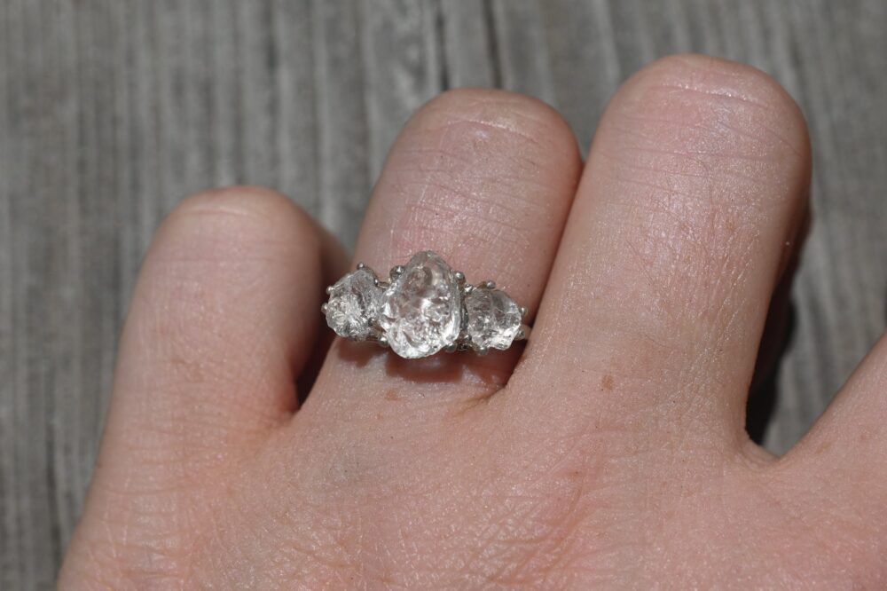 Engagement Ring Lake County Diamond Ring, Raw Crystal Unique, Sterling Silver Size 3 4 5 6 7 8 9 10 11 12 13 Gift