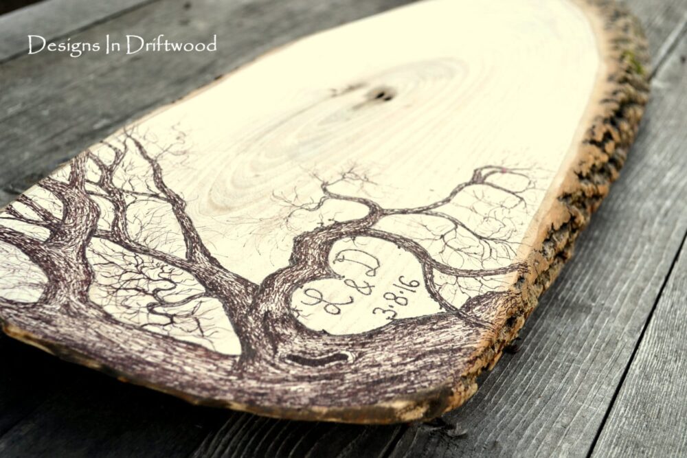 Rustic Wood Slice Wedding Guest Book Alternative - Personalized Tree Design