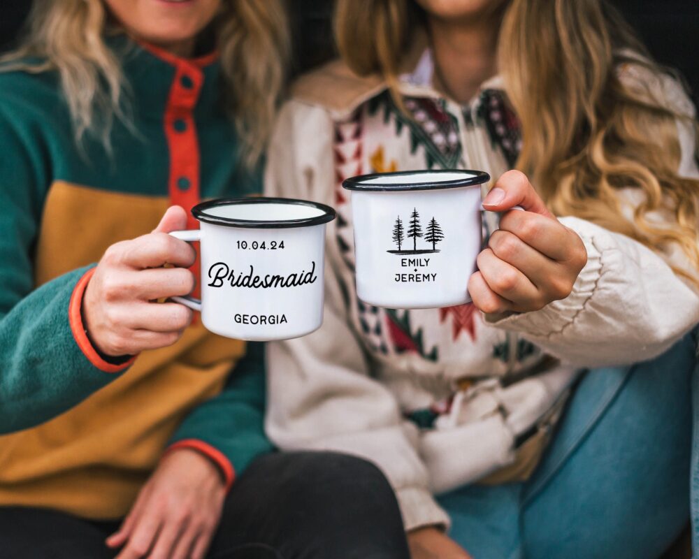Forest Wedding Bridesmaid Gift Mug Maid Of Honor Camp Trees Bridal Party Gifts Mountain