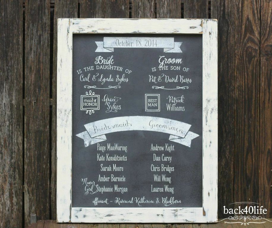 Wedding Program Welcome Sign | W-071 - Back40Life