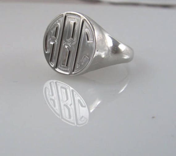 14K Solid Gold Monogram Ring.unisex Ring. Initial Signet Personalized Signet Men