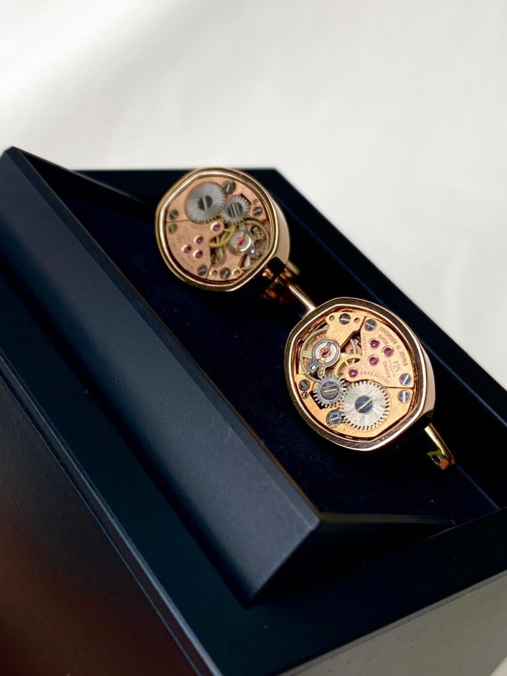 Cufflinks Made With Real Tissot Watch Movements, Oval Shape, 10x14mm Vintage Steampunk Hand Cufflinks, Cufflinks