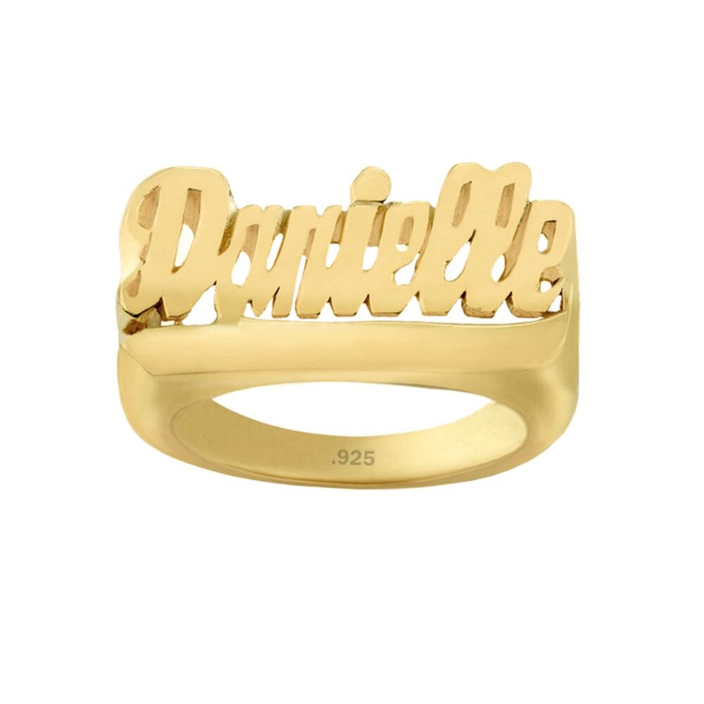 Name Ring - Personalized Gold Plated Sterling Silver Custom Band Made in Usa