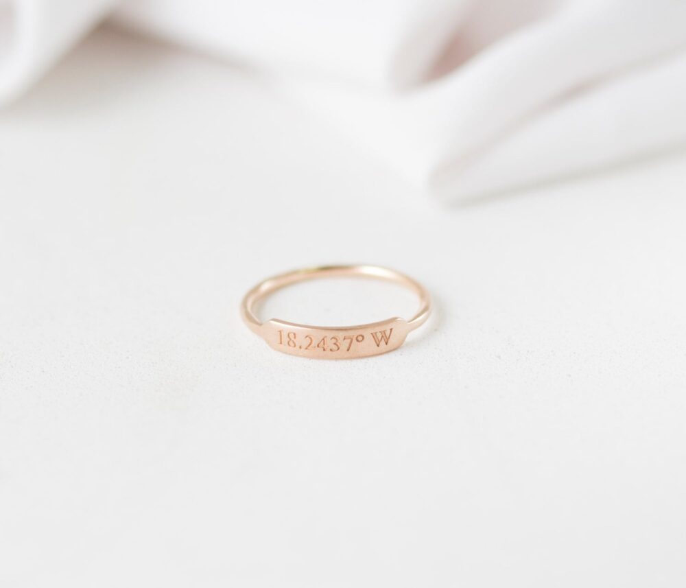 Dainty Sterling Silver Engraved Name Ring - Personalized Stacking Band