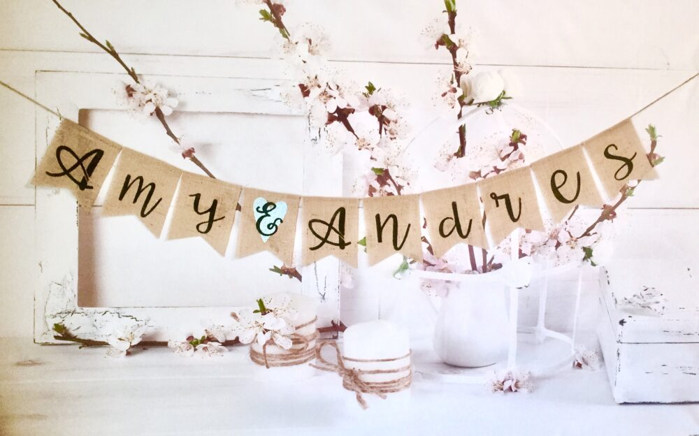 Custom Wedding Named Burlap Banner, Bride To Be, Personalized Burlap Banner, Rustic Style, Bridal Shower Photo-Prop