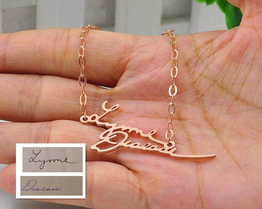 Rose Gold Signature Bracelet, Custom Nameplate Personalized Handwriting Charm, Bridesmaid Jewelry, Mom Gift, Memorial Gift