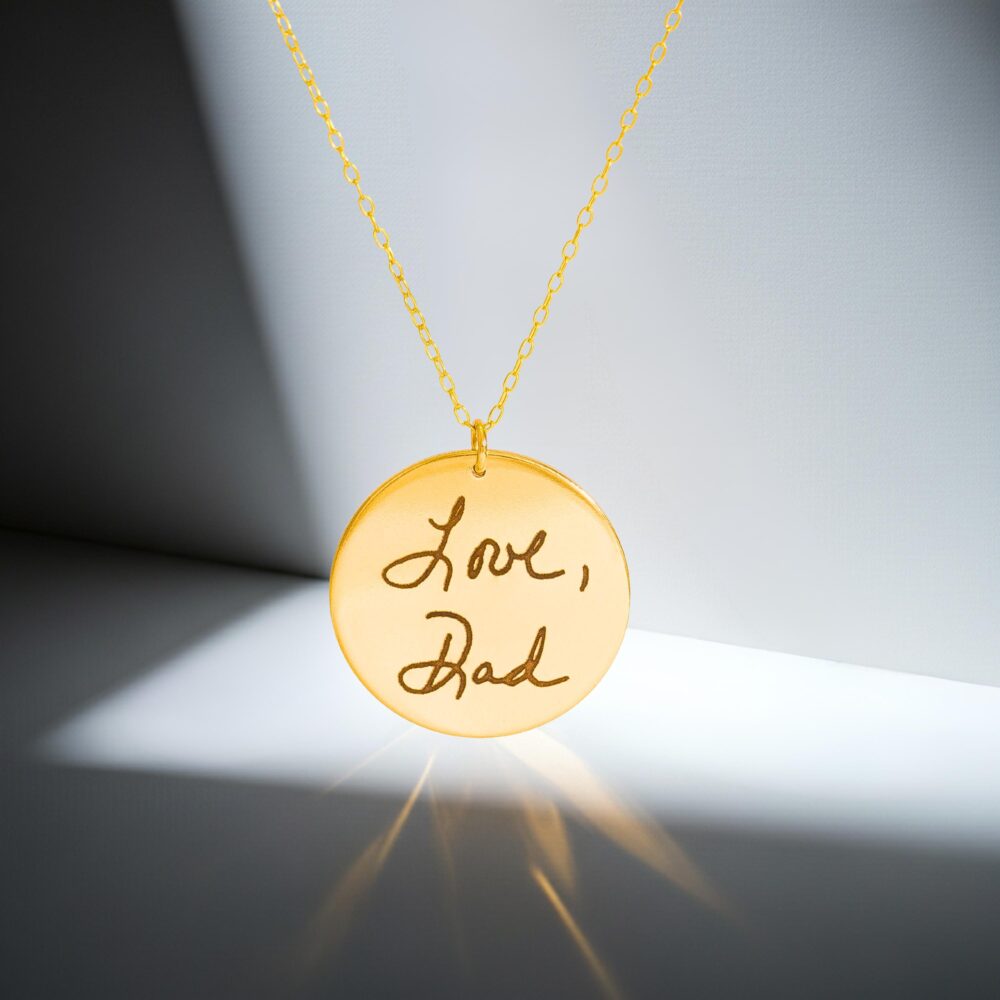 Actual Signature Necklace, Short Handwriting Circle Handwritten Pendant Jewelry, Memorial Grief Loss Necklace