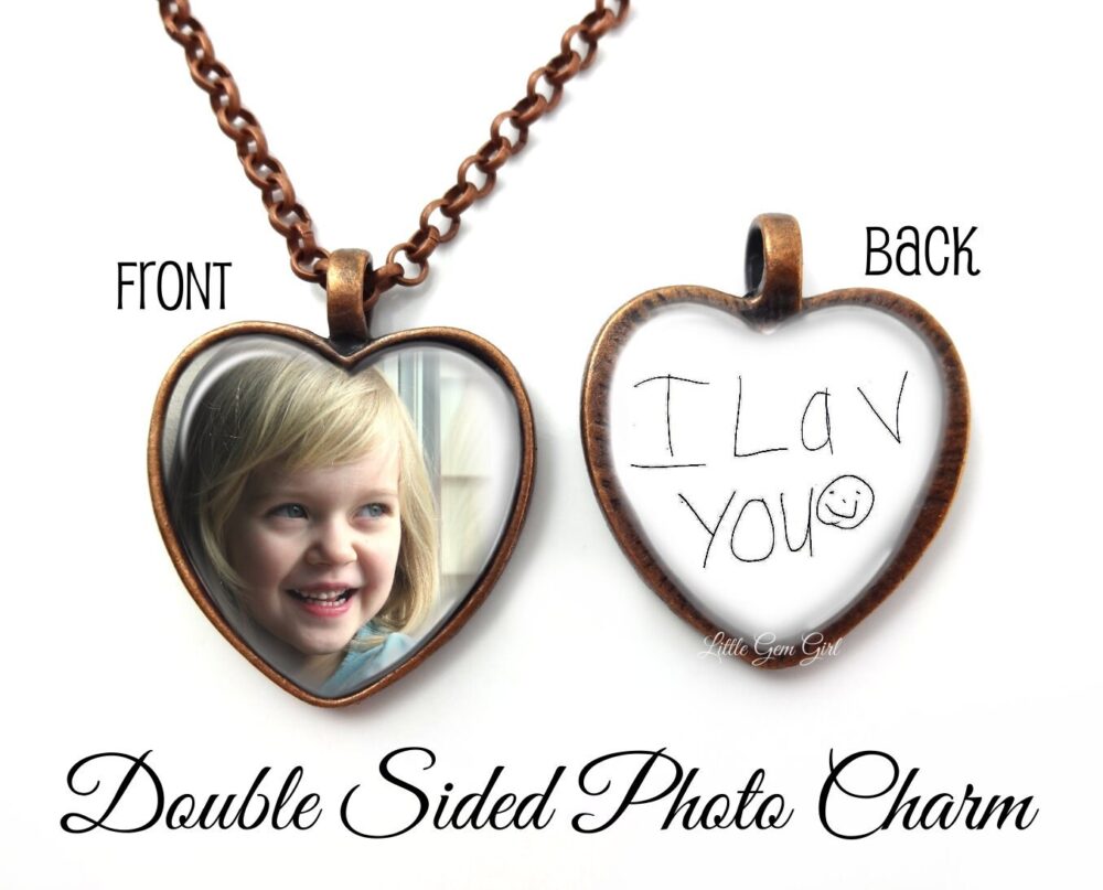 Custom Photo & Handwriting Necklace - Signature Heart Pendant Personalized Message Jewelry 2 Sided Valentine