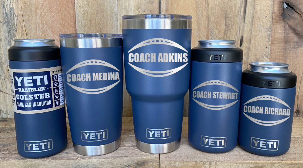 Yeti Stainless Steel Tumbler Laser Engraved 20 Or 30 Oz. & Can Colsters - Personalized Football Player, Coach Gift, Select Color
