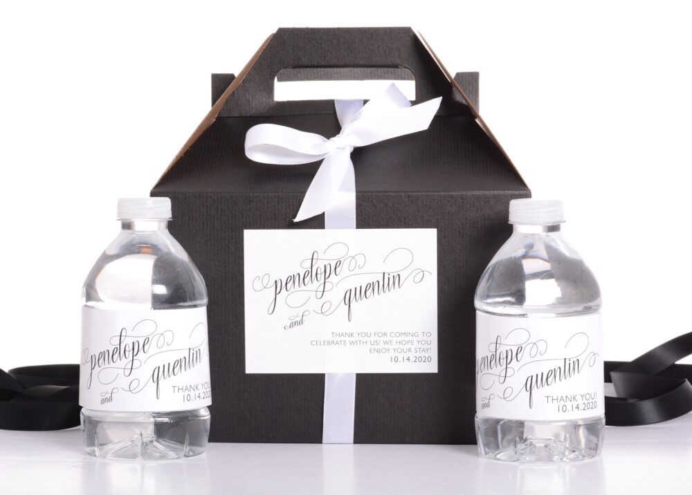 Wedding Favor Box Set, Hotel Welcome Boxes, Script Stickers, Garden Survival Kit #wdig-327