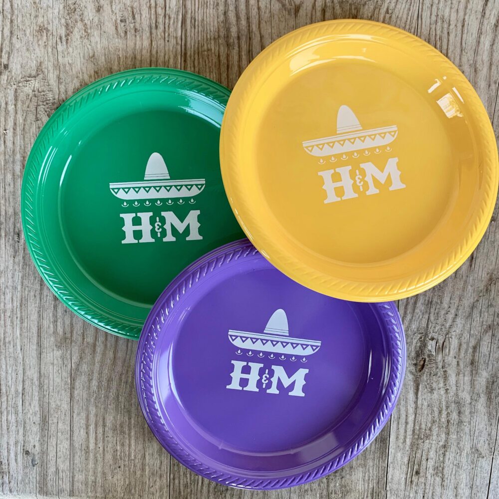 Personalized Plates, Disposable, Plastic, Monogrammed, Custom, Fiesta, Baby, Holiday, Thanksgiving, Christmas, Hanukkah, Wedding, Birthday