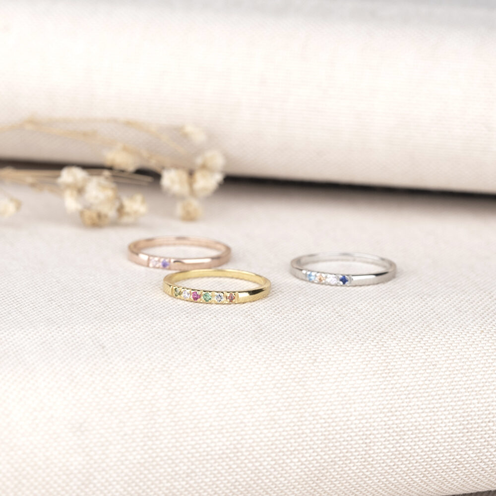 sterling Silver Family Birthstone Ring, Personalized Mother's Ring