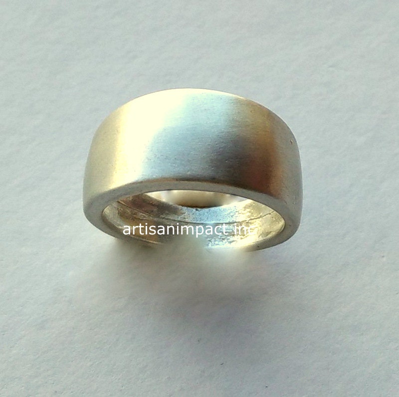 Plain Wedding Band, Matte Silver Ring, Boho Unisex Simple Matching Plain Band - Sky Full Of Stars R2122