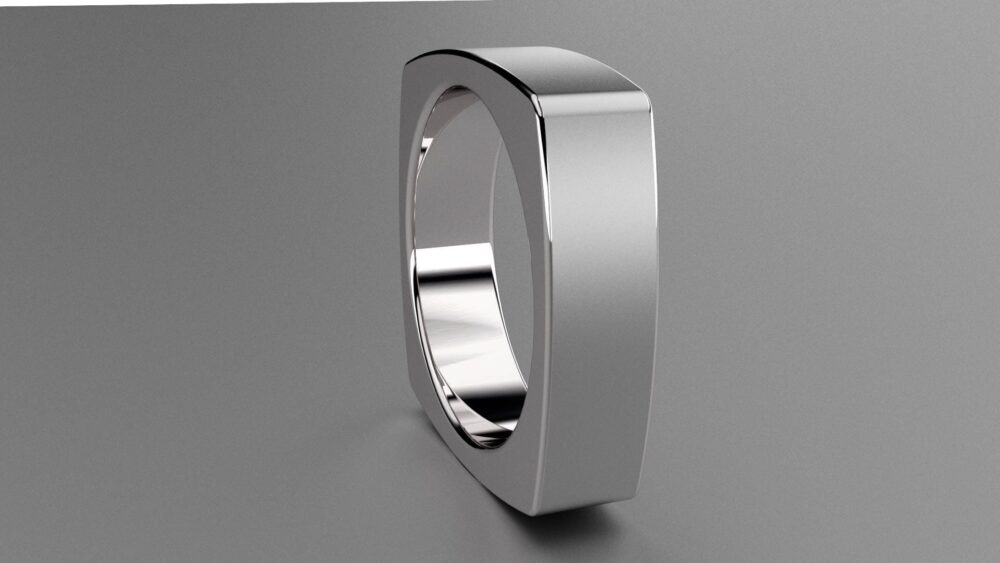 Silver 6mm Brushed Mens Square Wedding Band, Squared Off 925 Sterling Ring, Band Euro Shank Ring