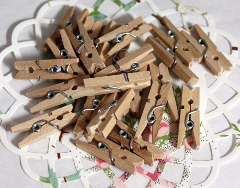 50 Mini Clothespins 1-Inch Natural Wood Clips