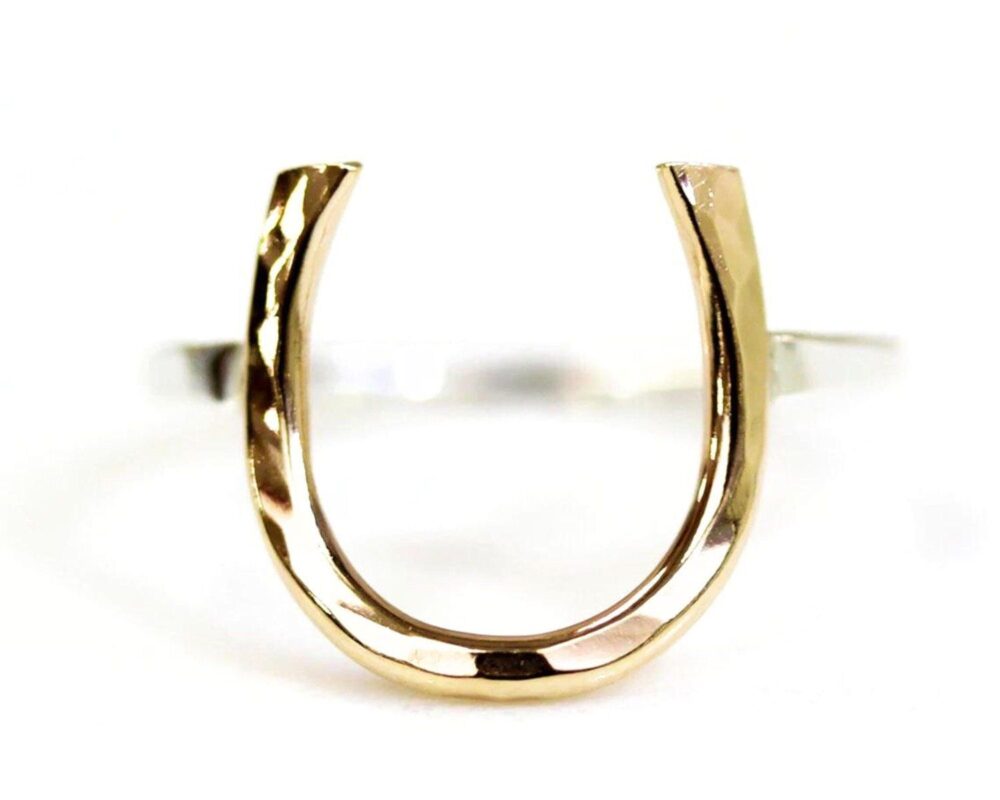 Lucky Horseshoe Ring | Horse Lover Jewelry Handcrafted Gift Mixed Metal Symbolic Good Luck Charm Sustainable Design