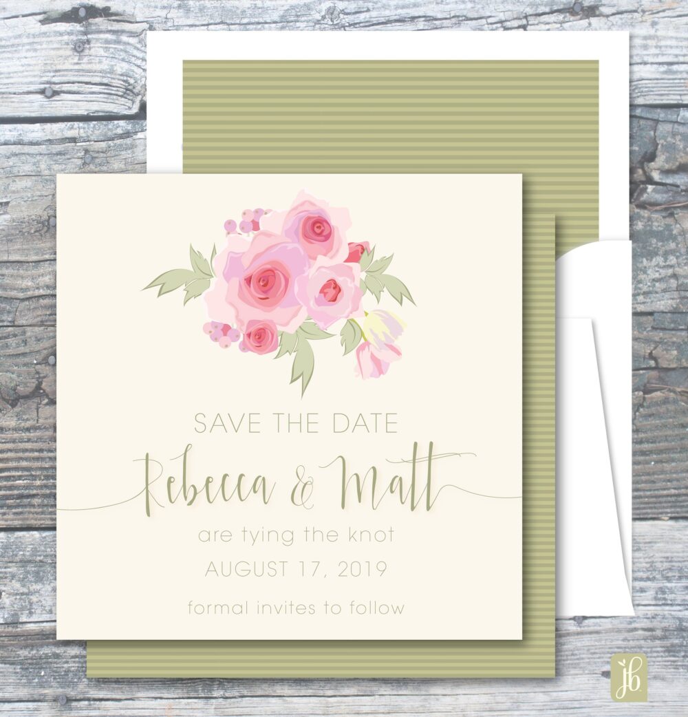 Pink Roses Wedding Save The Date Elegant Floral Cards