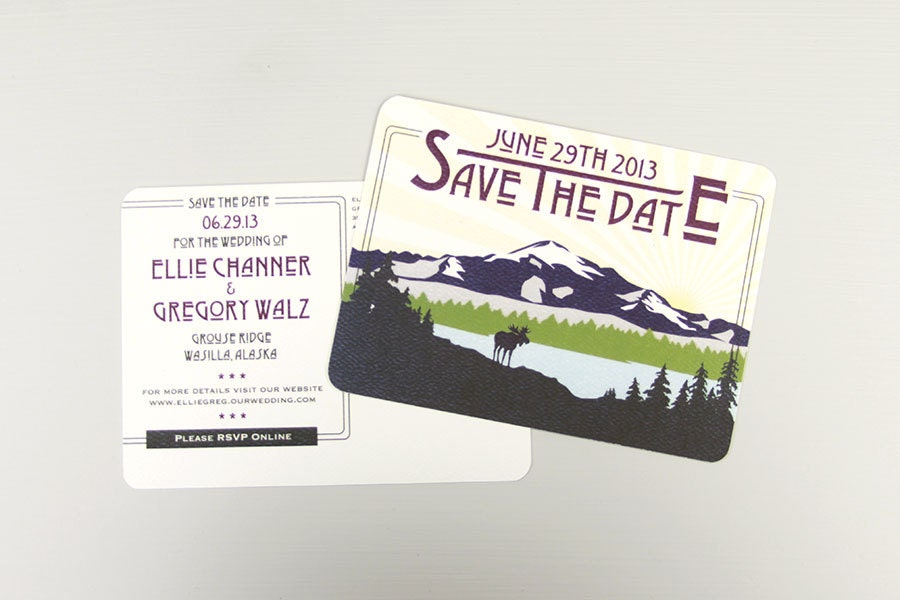 Mt Palmer Alaska Wedding Save The Date Postcard Announcement
