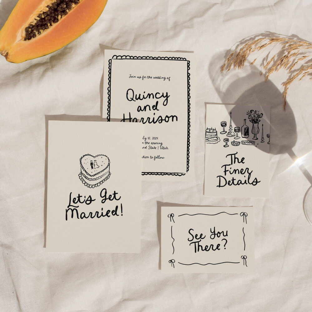 Hand-Written Wedding Invite | Vintage Invitation Unique Colorful Invitations Modern