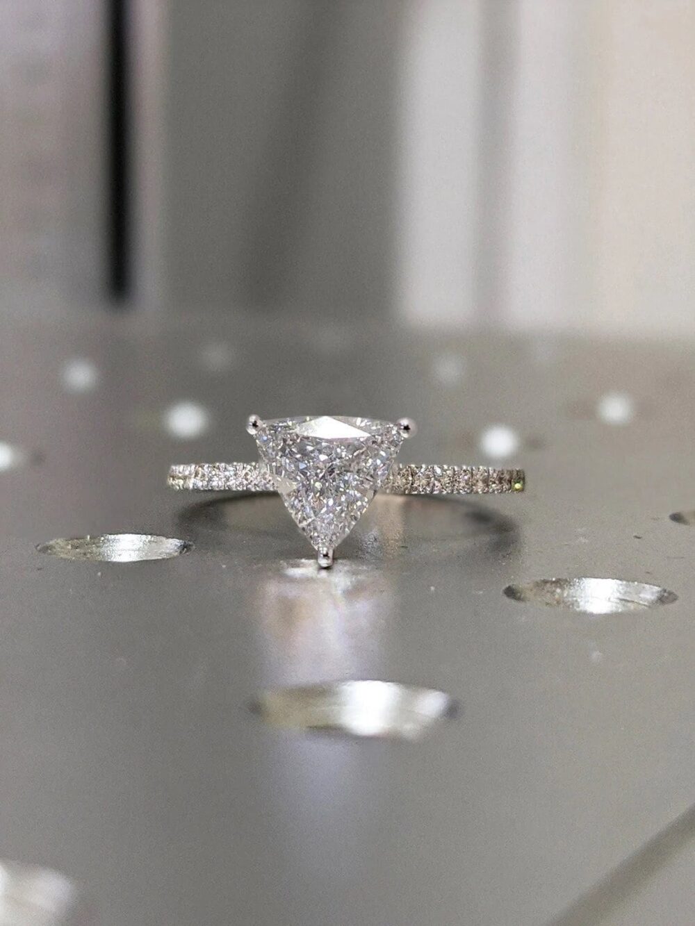 14K Solid Gold Engagement Ring /1.5Ct Trillion Moissanite Wedding Ring/Moissanite Ring/stack Ring/Promise Ring/Rose Gold