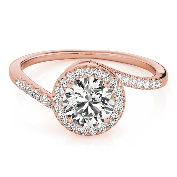 Rose Gold Halo Ring, Engagement Moissanite Ring Gold, Rings