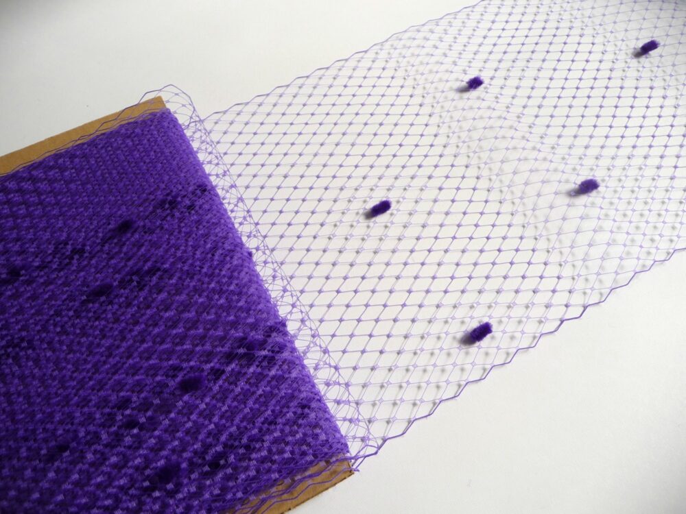 9 Inch Purple Dot Veiling For Hats Millinery Supply Chenille Spotted Birdcage Russian French Netting Diy Veils Blushers Fascinators