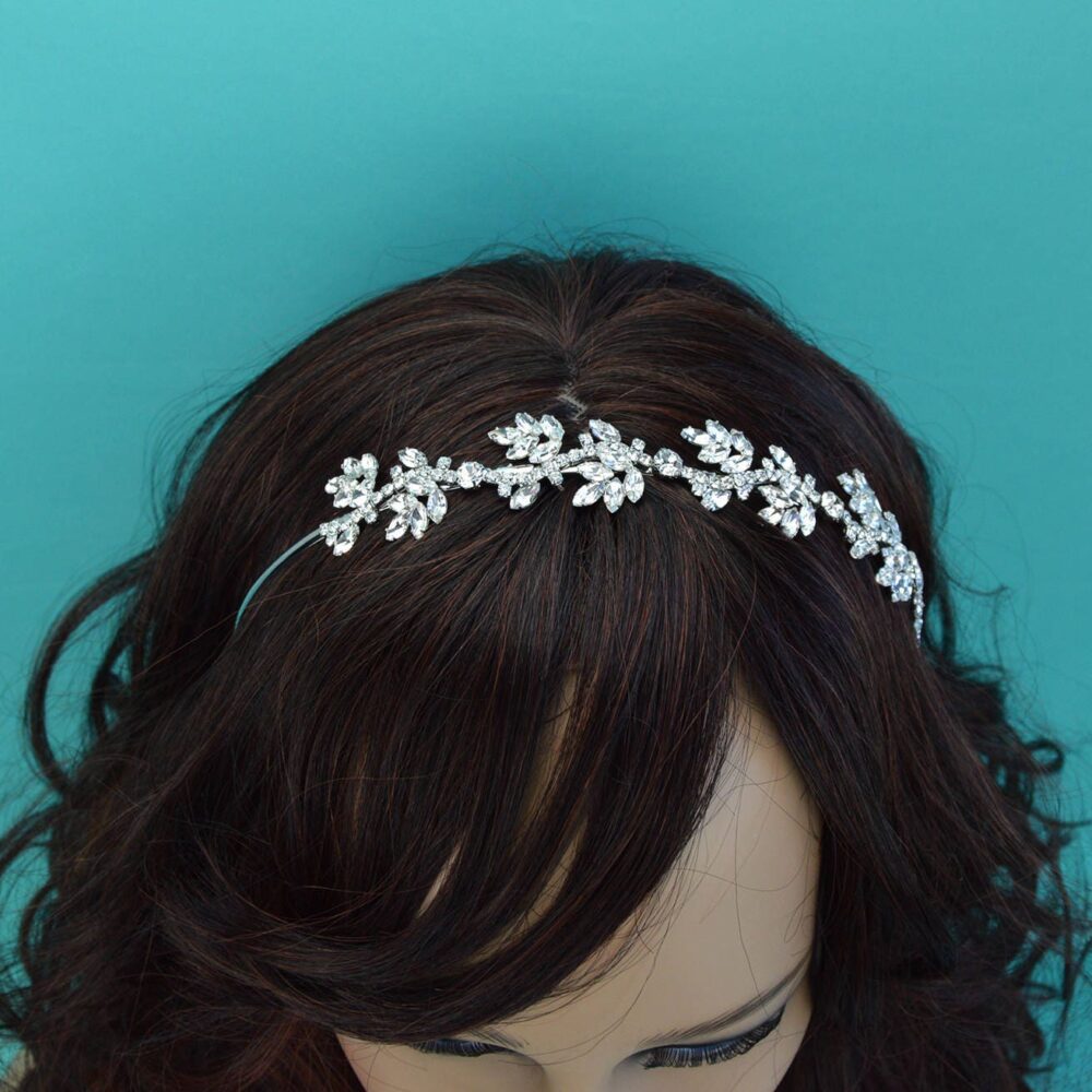 Clearance Crystal Bridal Side Headband, Silver Wedding Tiara, Romantic Rhinestone Crown, Headpiece, Hair Accessory, Ti-026