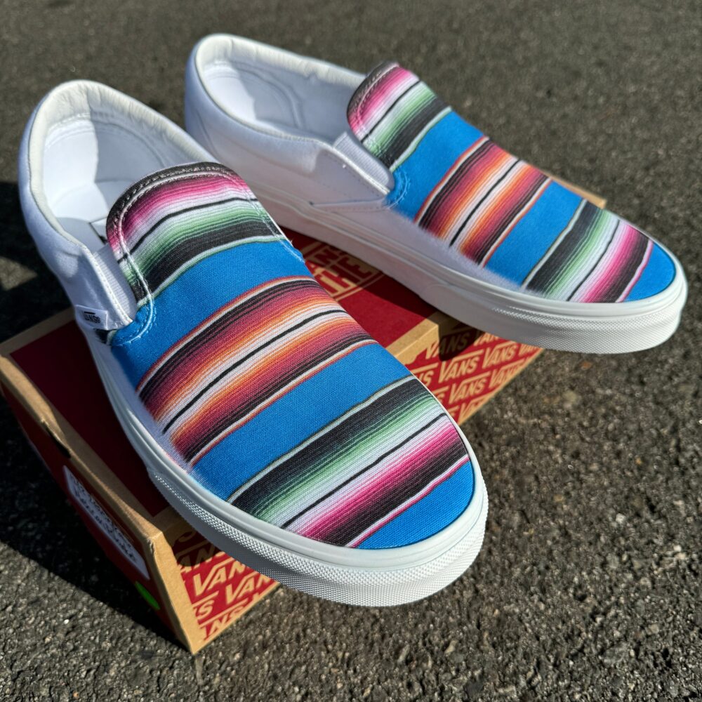 Custom Slip On Vans - Mexican Blanket Men's & Women's Shoes