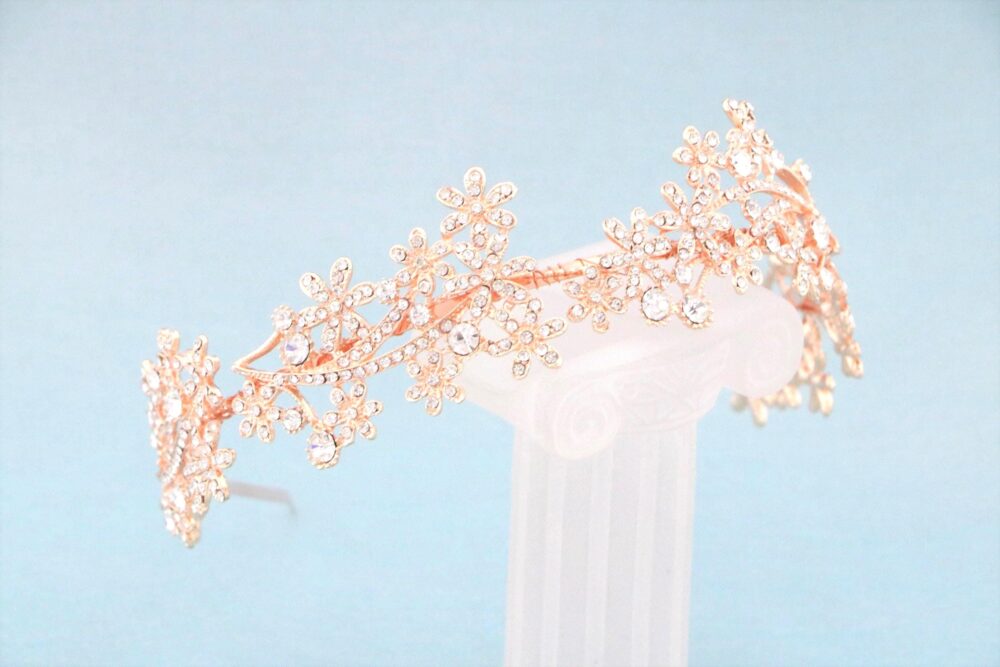 Rose Gold Wedding Headband Simple Tiara Gold Crystal Bridal Hair Jewelry Silver Rhinestone