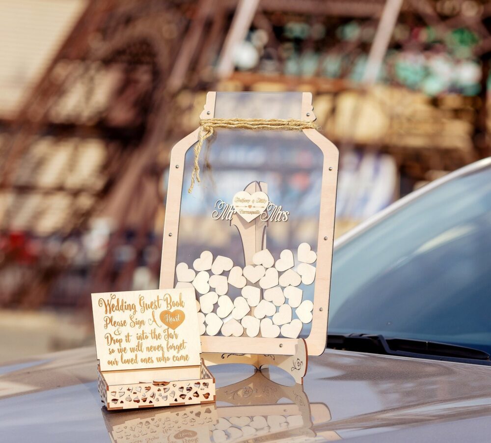 Transparent Mason Jar Guestbook, Wedding Guest Book, Mason Jar, Guestbook, Clear Jar Guestbook
