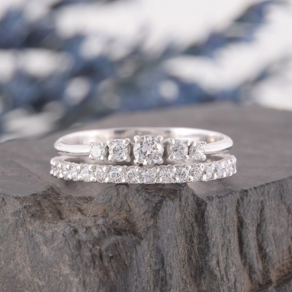 Women Promise Ring, Promise Ring For Her, White Cz Cz Silver, Personalized Stone Halo Dainty