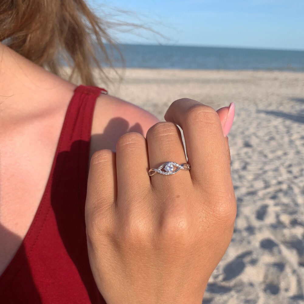 925 Sterling Silver Dainty & Elegant Womens Infinity Promise Ring, Small Minimalist Ring For Her, Delicate White Cz Engagement