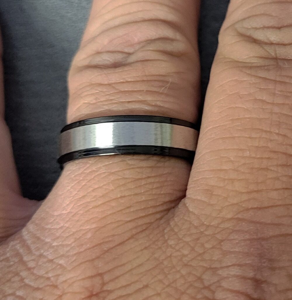 Personalized Brushed Steel Promise Ring Engraved Handwriting
