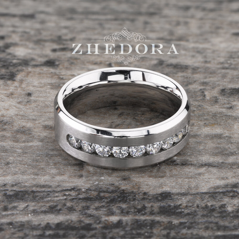Mens Diamond Wedding Band 14K/18K White Gold, Ring, Solid Gold Ring, His Band, For Him