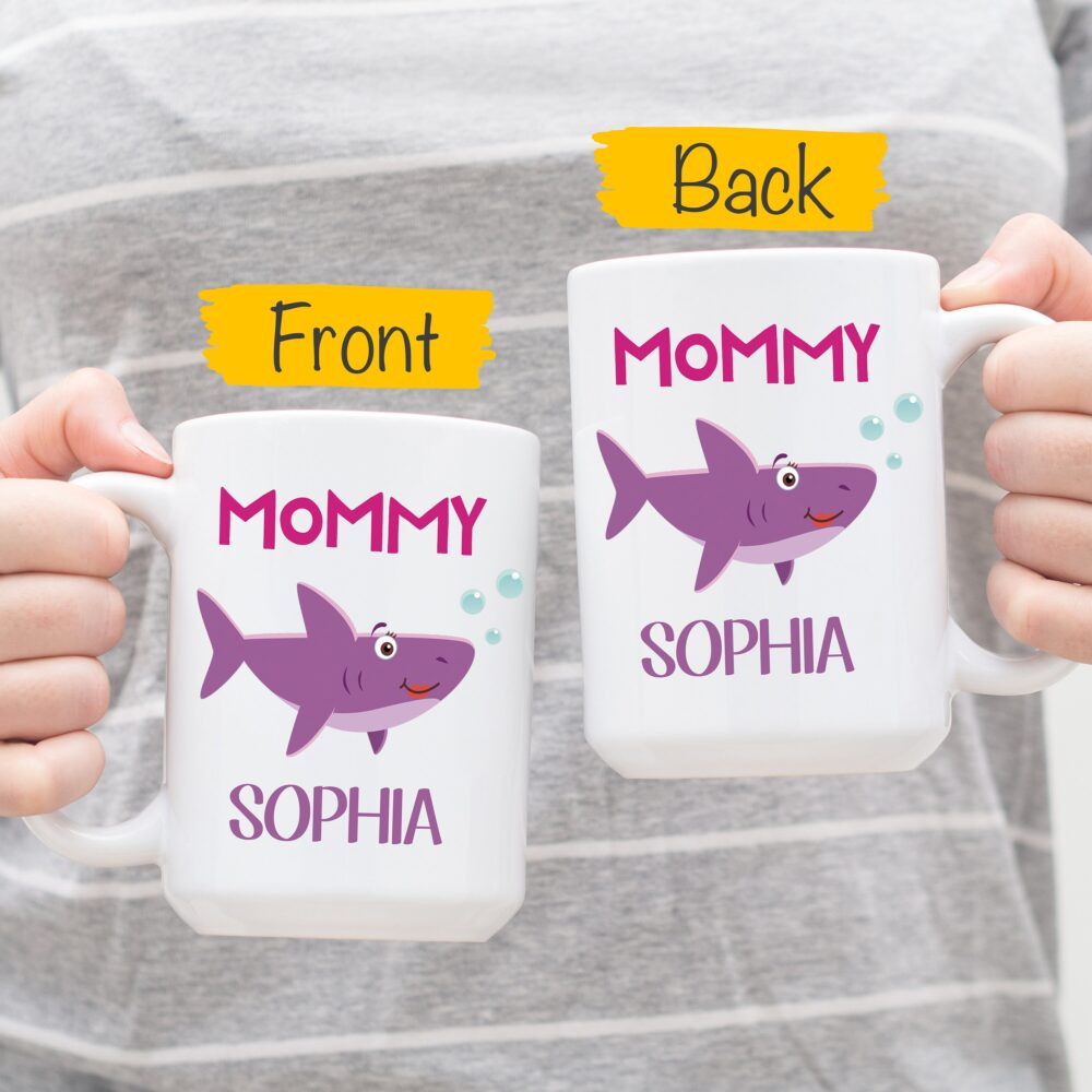 Mommy Shark Mug, Coffee Mom Mother Personalize Photo Funny Mug