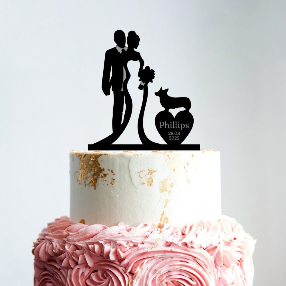 Corgi Wedding Cake Topper, Cake Topper With Dog, Mr & Mrs Corgi, Wedding Couple Corgi, Corgi Dog Topper, B216