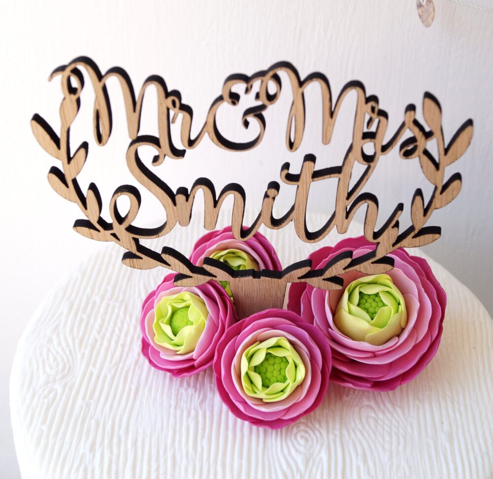 Wedding Cake Topper, Mr & Mrs Personalized Rustic Wedding Wooden Custom Topper For