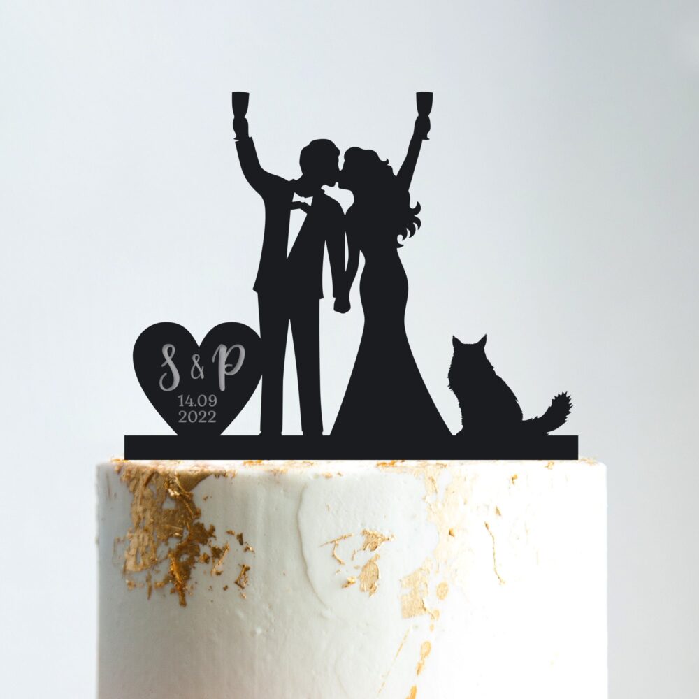 Cat Wedding Cake Topper Bride & Groom, Cat Wedding, Wedding Cat, Cake Cat, Bridal Shower Topper, B247