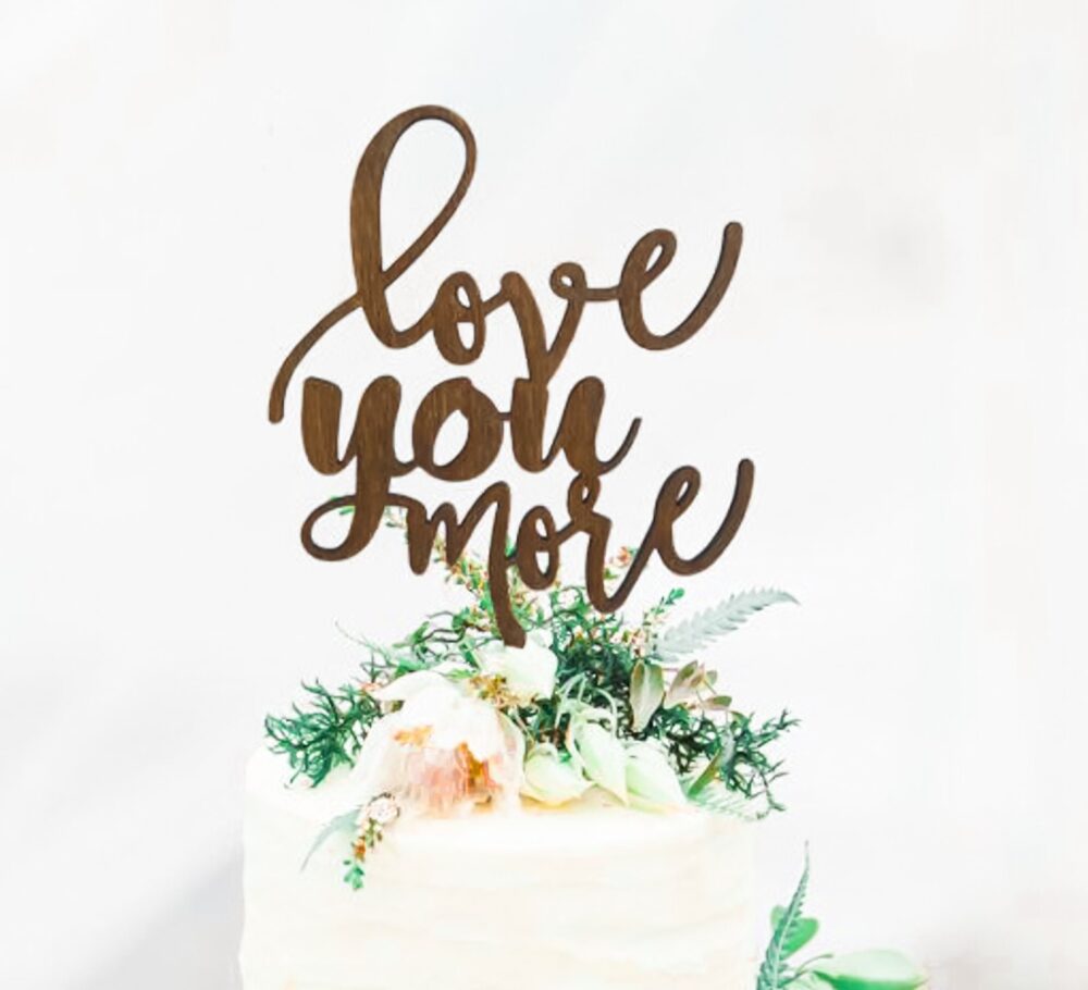 Rustic "Love You More" Wedding Cake Topper - Toppers Country Chic Beach
