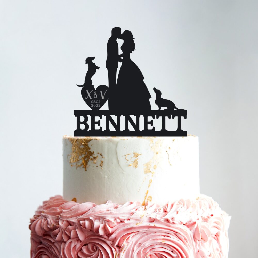 Wedding Cake Topper With Dog, Dog Wedding Topper, Dachshund Topper, Cake For Dog, B47
